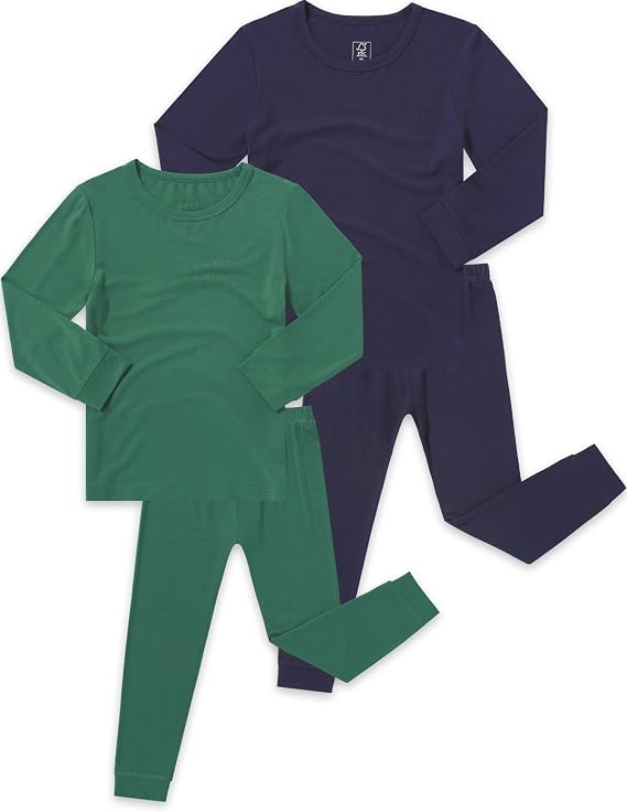 JunNeng Bamboo Viscose Pajamas for Toddler Baby, Boys Girls Solid Snug Fit Pajamas Long Sleeve Sleeper