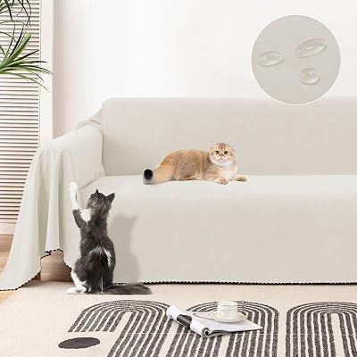 Lucky Monet Waterproof Couch Sofa Cover Washable Sectional Couch Covers Protectors for Pets Dogs Water Resistant Sofa Slipcovers Couch Futon Blanket for Loveseat L Shaped Sofa, 71 x 118, Beige