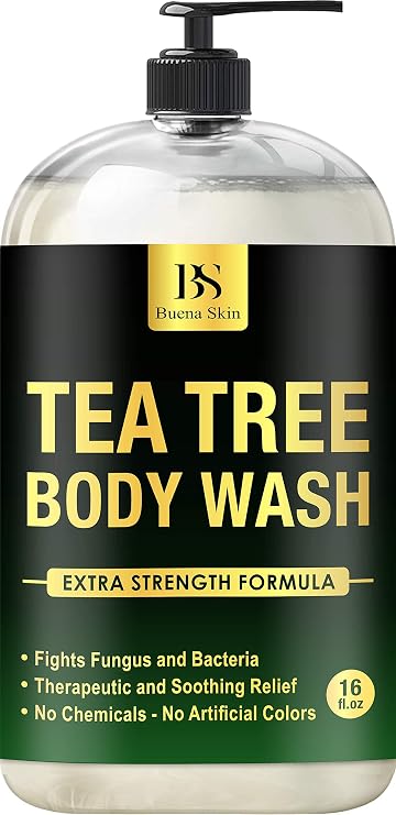All Natural Tea Tree Oil Body Wash - Antibacterial Soap for Acne, Body Odor, Foot & Toenails - Soap for Bacteria, Athletes Foot, Eczema, Ringworm & Jock Itch Treatment In Men & Women 16 oz