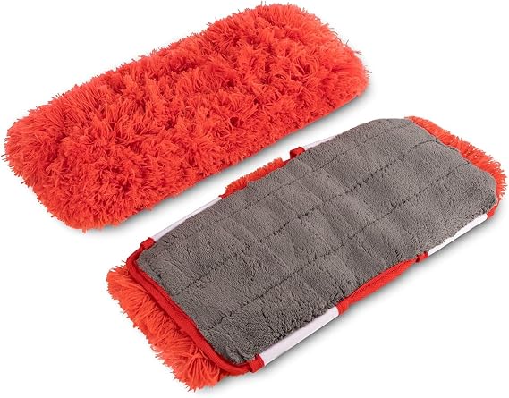 Reversible Double Sided Swiffer Compatible Mop Head | Microfiber Replacement Pads | Dust and Floor Mop for Wet and Dry Cleaning | Set of 2