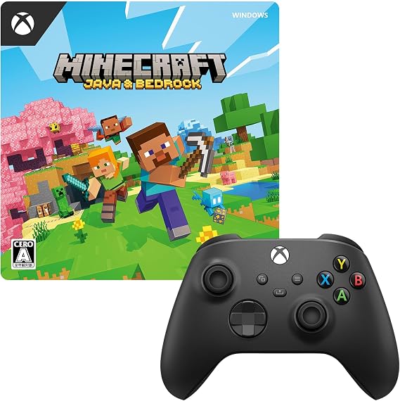Windows版 Minecraft マインクラフト Java & Bedrock Edition オンラインコード版 ＋ Xbox ワイヤレス コントローラー セット（カーボンブラック）