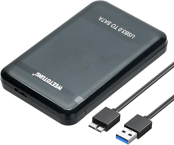 2.5'' SSD HDD External Hard Drive Enclosure - WEETOTUNG USB3.0 5Gbps Tool-Free Case with UASP Supported for sata - Compatible 7mm/9.5mm Drive PS4/PS5/Xbox Seagate/WD/Toshiba Data Storage (Case Only)