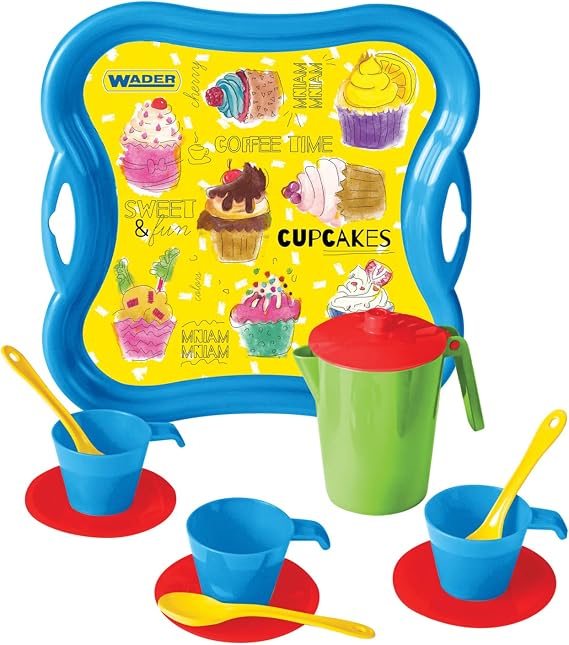 Wader 24120 Coffee and Tea Service for 3 People on Tray, Months, 12 Pieces, Suitable for Food, Microwave and Dishwasher