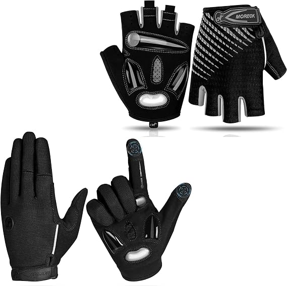 Half Finger Bike Gloves Bicycle Cycling Gloves MK121-one pair(Gray-X-Large) Full Finger Bike Gloves Bicycle Cycling Gloves MK122-one pair -(Black-X-Large)