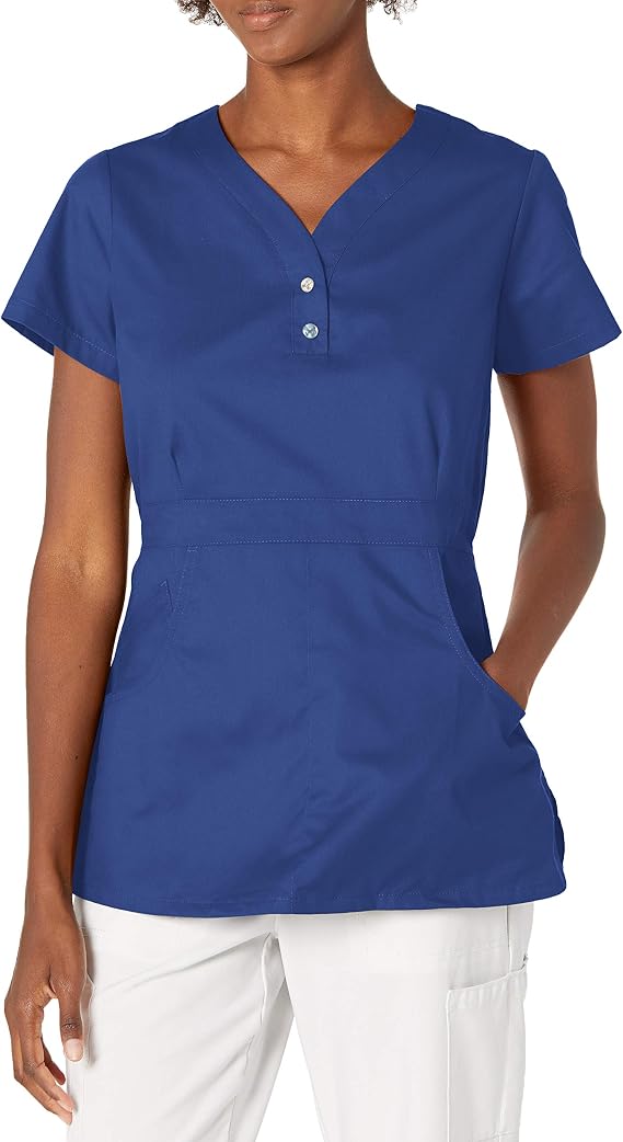 KOI Women's Justine Button-Front Scrub Top Longer Length