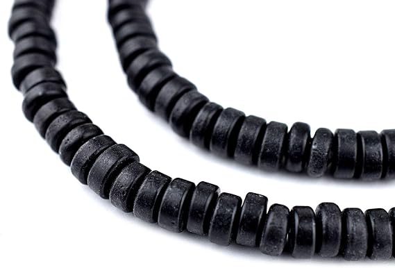 The Bead Chest Black Java Glass Button Beads (8mm)