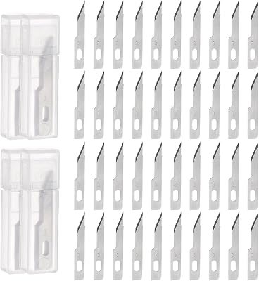 HARFINGTON 40pcs Exacto Knife Blades #3 Hobby Knife Replacement Blades Spare Precision Exacto Blades Hobby Knife Blade Refills for DIY, Art, Cutting, Carving, Scrapbooking, Stencil