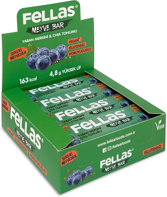 Fellas Meyve Bar, Chialı ve Yaban Mersinli, 40gr x 12 Adet