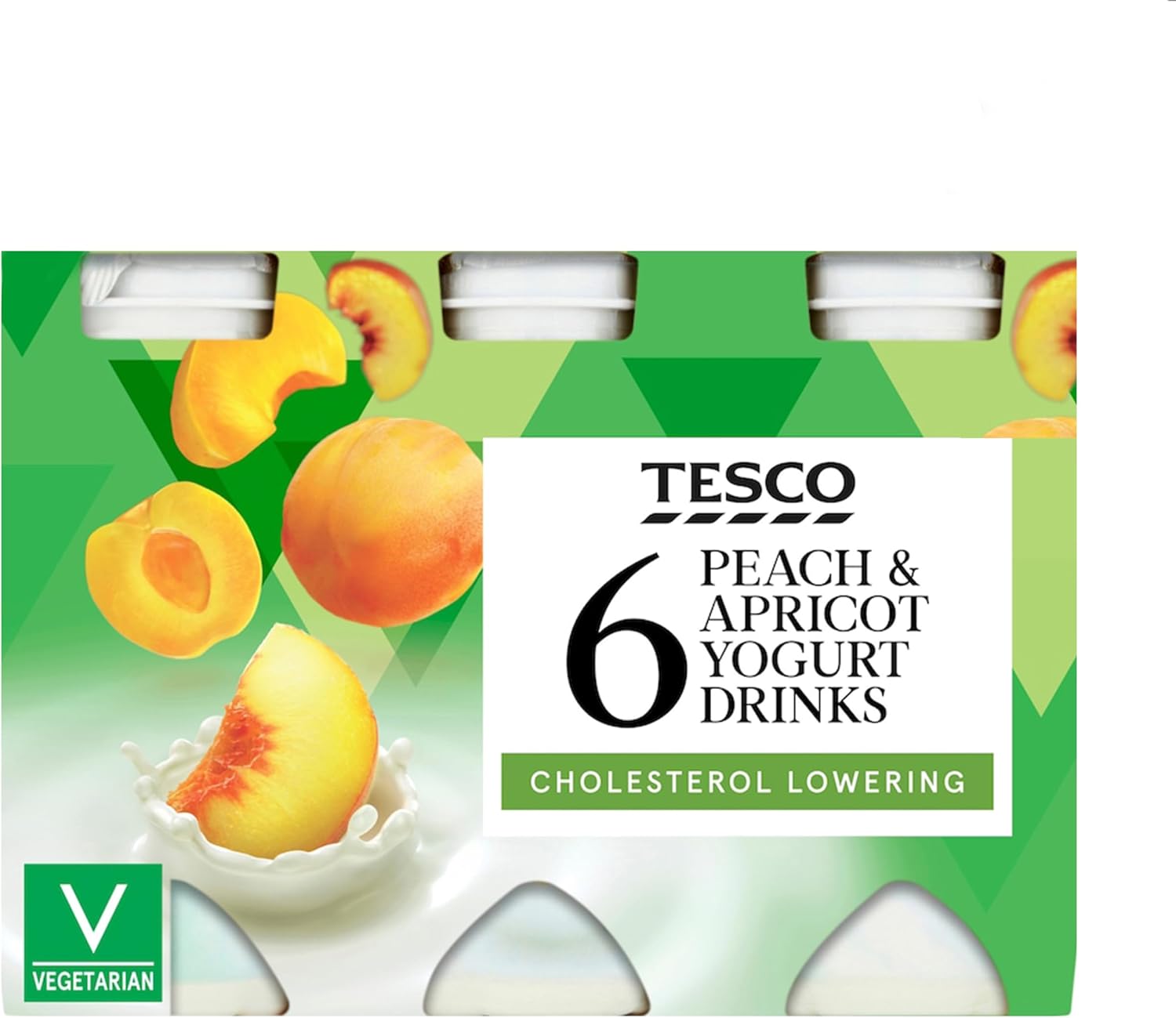 Katsy Style - Cholesterol Lowering Peach and Apricot Yogurt Drink, Probiotic Dairy Beverage, Smooth Fruity Flavor, 100 g Each Bottle, 6 Count Pack, Convenient Daily Nutrition Drink