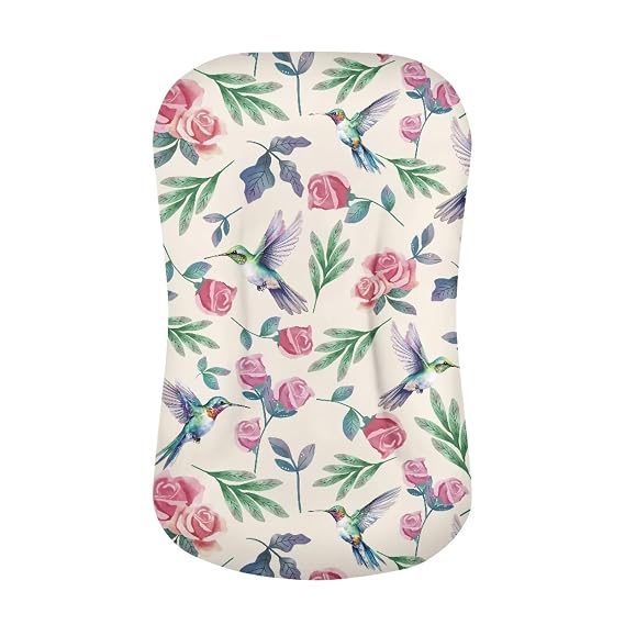 Baby Loungers Cover, Hummingbird Floral Newborn Lounger Cover, Snuggle Me Lounger Cover Baby Nest Cover Removable Slipcover for Infant