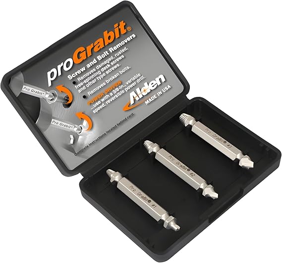 Alden 8430P Pro Grabit Broken Bolt and Damaged Screw Extractor 3 Piece Kit