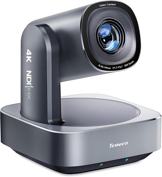 Tenveo 4K NDI PTZ Camera, 20X Optical + 8X Digital Zoom, AI Auto Tracking & Gesture Control, USB3.0/HDMI/LAN PoE for Church Worship Live Streaming Studio Broadcasts Events Video Conference