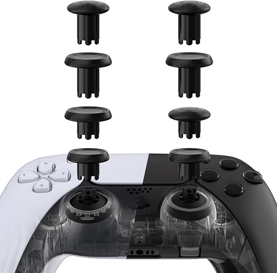 eXtremeRate ThumbsGear V3 Interchangeable Thumbsticks for PS5 for dualsense edge Controller, Replacement Ergonomic Analog Thumb Sticks for PS4-4 Height Adjustable Convex & Concave Grip - Black