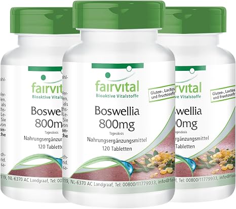 fairvital Frankincense Tablets Boswellia Serrata Extract 800 mg Daily Dose 360 Tablets (3 x 120) High Dose Indian Frankincense with Minimum 65% Boswellia Acids Vegan