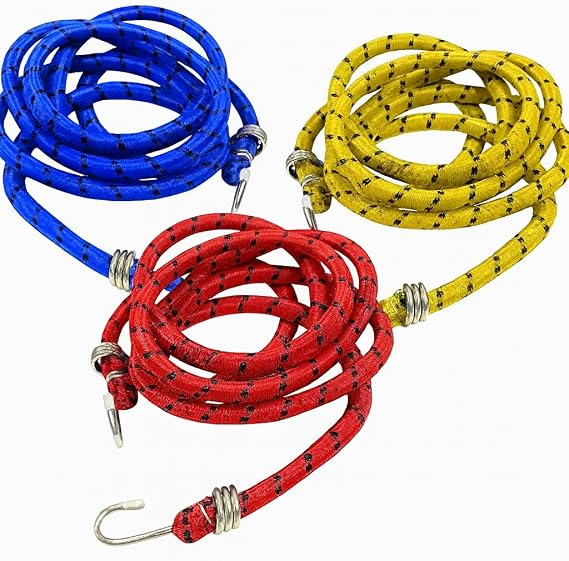 VIVALUXE Bagaj Ahtapotu 3’lü Set, 100 cm Sabit ve 1,5 m’ye Kadar Uzayabilen Kalın, Dayanıklı Bagaj Lastiği, Metal Kancalı Gergi İpi, Araba, Bisiklet, Motosiklet, Kamp ve Yük Sabitleme Aparatı