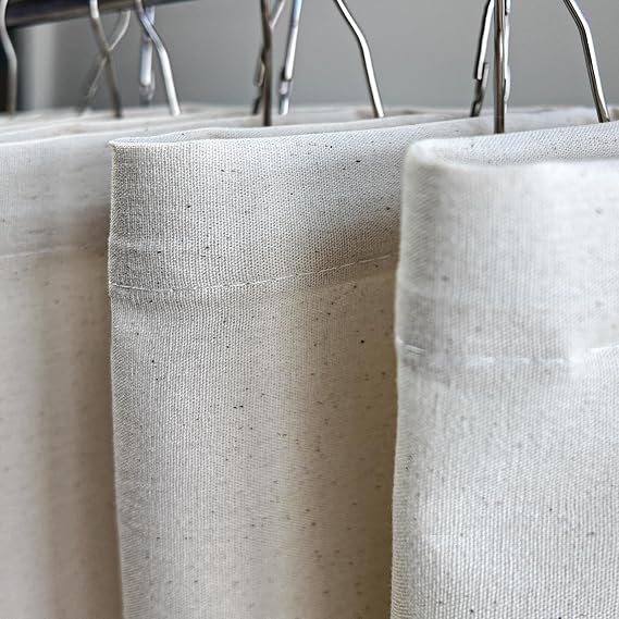 YISURE 84 inch Extra Long Shower Curtain Cotton for Bathroom, Beige 72x84