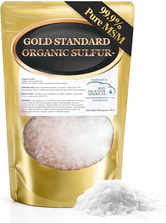 Gold Standard Organic Sulfur Crystals 1lb - 99.9% Pure MSM Crystals - High-Purity MSM Supplement Powder - Large Granular Flakes - 3rd Party Tested for Purity