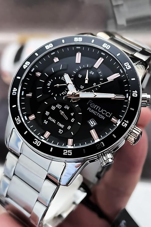 Ferrucci Function Erkek Kol Saati 3 Atm Su Geçirmez Gümüş Renk Çelik Kordon Elg583 Silver