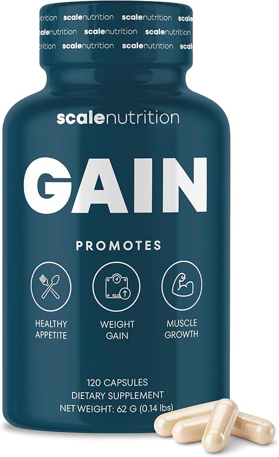 Gain Appetite Booster Capsules for Adults, Weight Gainer Support for Men and Women, Creatine Enhanced Weight Gain Pills with Ginger Extract, Blessed Thistle and Gentian Root - 120 Capsules