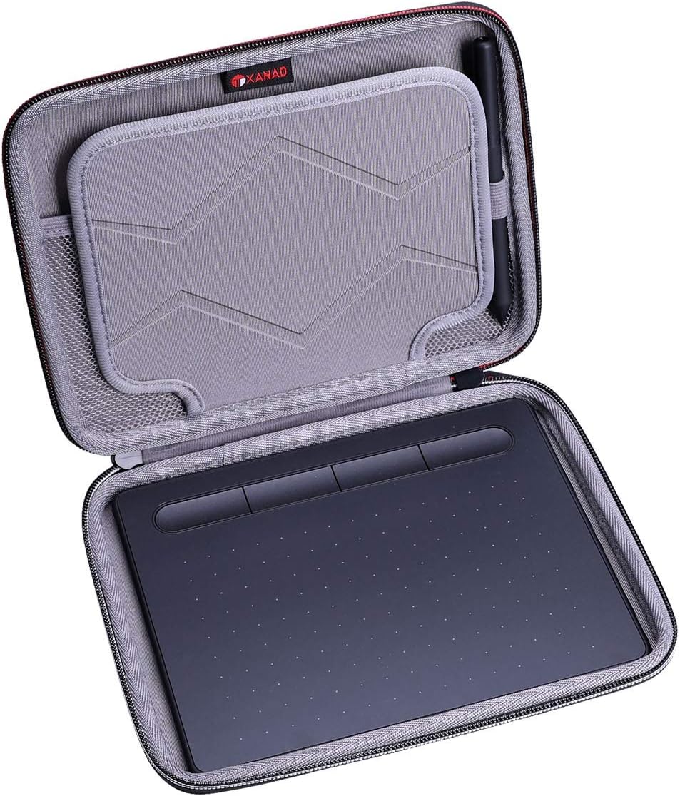 XANAD ハードケース Wacom CTL4100 Intuos Graphics Drawing Tablet / XP-Pen StarG640 6x4インチ 超薄型タブレット お絵かきタブレット用 - 旅行用保護キャリーストレージバッグ