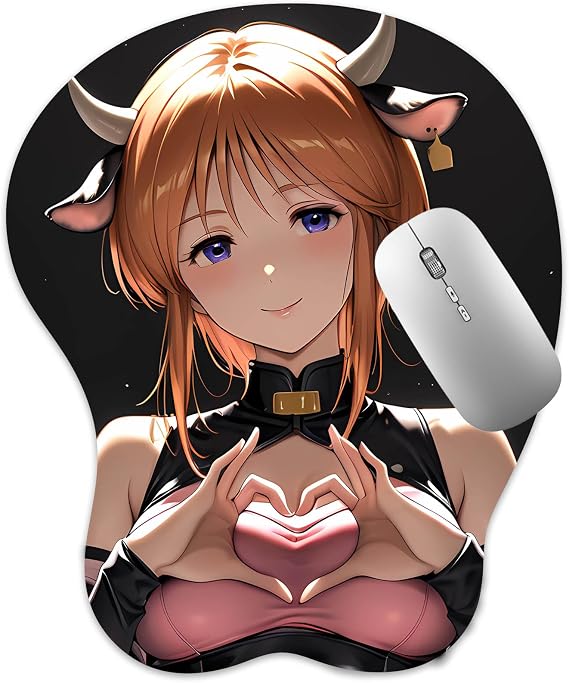 3D Mouse Pad Oppai Mousepad with Soft Gel Wrist Rest Anime Manga Gaming Boob pad Anti-Slip Mouse Mat ( Puru )