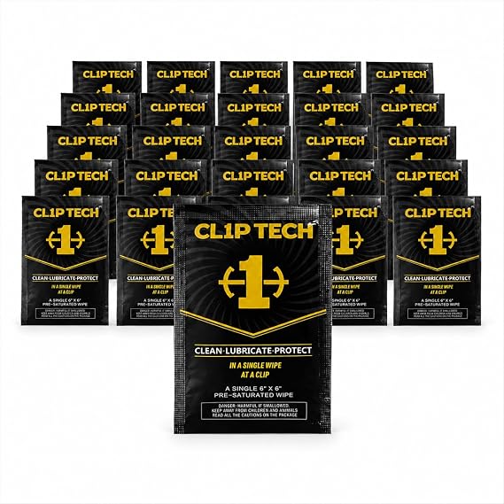 Clip Tech Field & Range Single Wipe Multi-Pack - Individual CLP Cleaning Wipes - 6''x6'' Large Size CLP Wipe - 25 Pcs