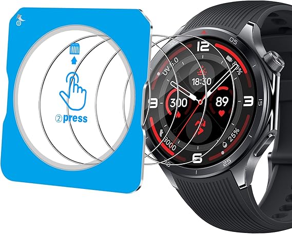 Screen Protector Compatible with OnePlus Watch 3 47mm/Oppo Watch X2 with Mounting Frame [4 PCS], Tempered Glass Protective Film [No Bubbles] [Anti-scratch] HD 9H Tempered Glass Saver
