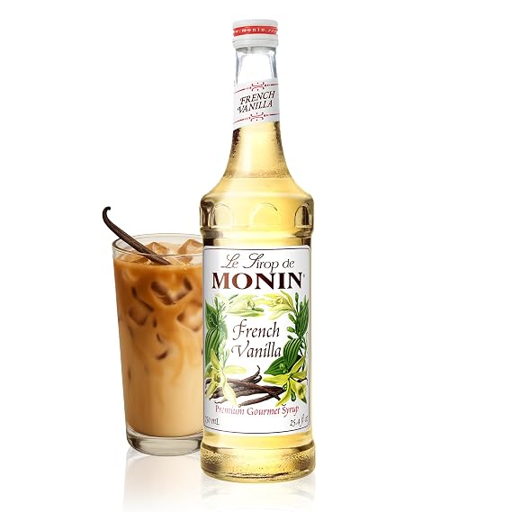 Monin French Vanilla Syrup for Drinks - Gluten Free- 750 ml / 25.4 fl oz