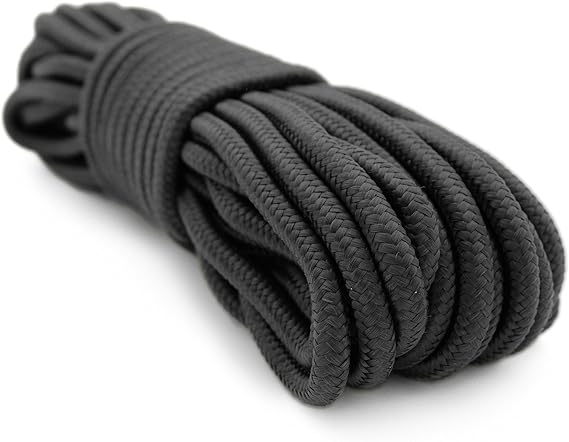 9mm(3/8 Inch) Nylon Braided Rope,50feet Paracord Utility Rope,Nylon Ropes,Polypropylene Rope for Indoor Outdoor Use,Backpacks,Construction, Black