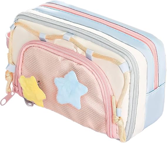 Aesthetic Pencil Case Large Capacity Aesthetic Must Haves Organization | Portable Contrast Color Pencil Bag for Kids Students School College Classroom Travel Makeup Cosmetic Toiletry Art Craft Dra