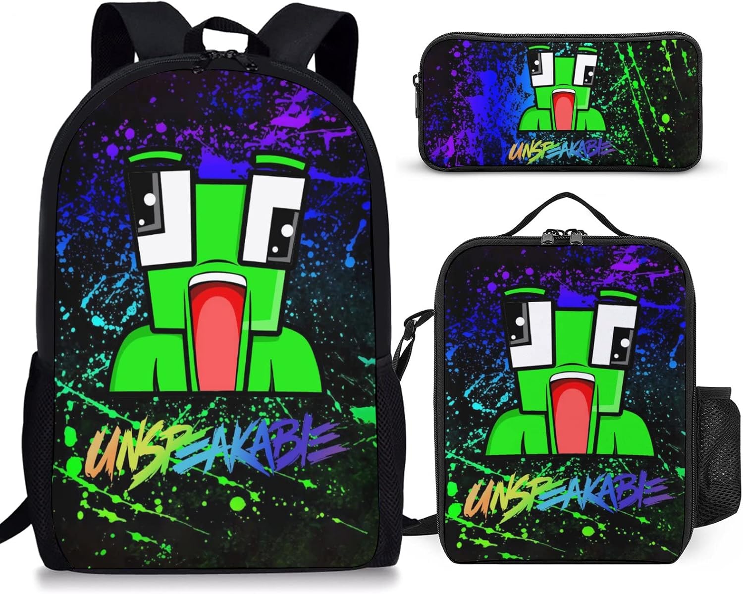 3PCS 17 Inch Kids Backpack with Lunch Box,Lightweight Travel School Backpack,Back to School Boys Girls Laptop Bags，Gift for Fans Style-3