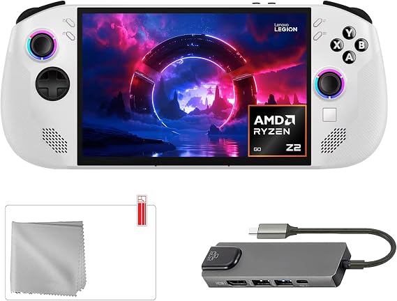 Lenovo Legion Go S 2TB SSD AMD Ryzen Z2 Go CPU Gaming Handheld 8-inch Touchscreen 120Hz, Win11, White, Mytrix Hub, Screen Protector, 3 Accessories: 4 in 1 Bundle