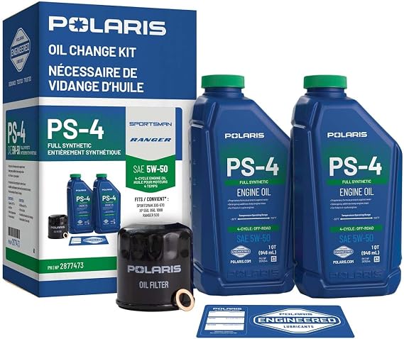 Polaris PS4 Oil Change Kit Incl Oil, Oil Filter, Drain Plug Washer, 2877473