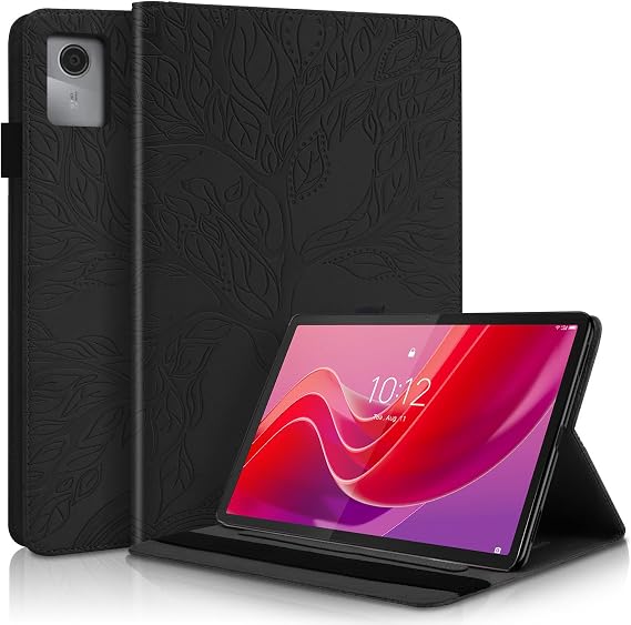 Case for Lenovo Tab M11 / K11 LTE 11 Inch 2024 (TB330FU) PU Leather Protective Case Lightweight Flip Stand with Elastic Band & Card Holder - Black