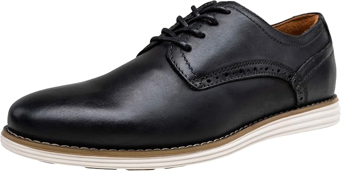 Vostey Men's Dress Shoes Leather Casual Oxford Shoes | Plain Toe,Brogue Punching,Business Casual,Derby Shoes,Formal,Lightweight,Comfort,Office,Wedding & Daily Wear