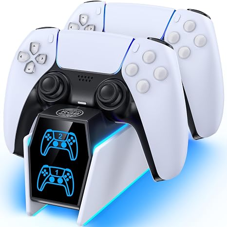 PS 5 Controller Charger Station Compatible with PlayStation 5 Edge & Dual Controller, 9 Lightings PS 5 Accessories Charging Station, PS 5 Dock Stand with LED Indicator for PlayStation Consoles