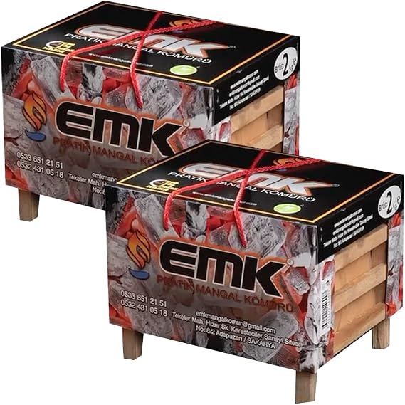 EMK Pratik Mangal Kömürü, 2 kg x 2 Adet, Barbekü ve Mangal için