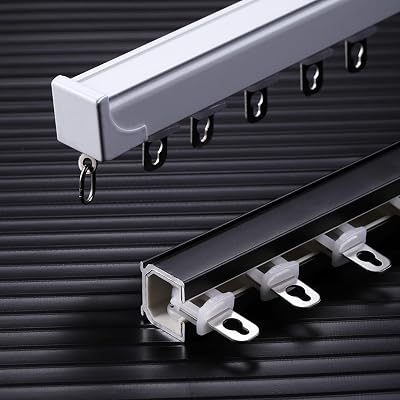Ceiling Curtain Track,Aluminium Curtain Track in White,Heavy Duty Single Drapery Rods,for Room Divider,Privacy in Open RoomsBlack