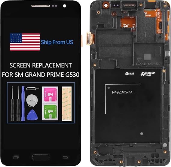 Screen Replacement for Samsung Galaxy Grand Prime G530 G530F G530FZ G530Y G530H G530FZ/DS LCD Display Parts Assembly with Frame for SM-G530 Touch Digitizer Glass Panel Repair Parts Kit