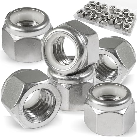 20 Pack 1/2"-13 Inch Locknuts,304 (A2-70) Stainless Steel Nylon Insert Lock Nuts,Standard Inch Thread Nylock Nuts for Bolts