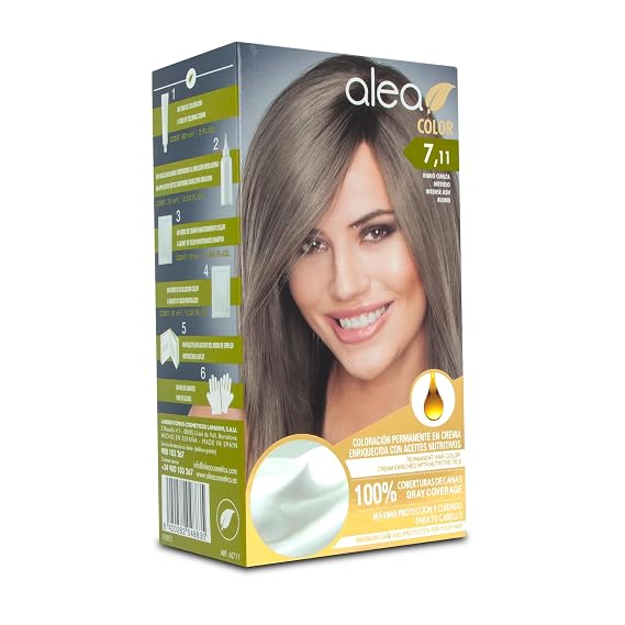 ALEA - Women's Hair Dye - Alea Color - No 7.11 K - Intense Ash Blonde Color - Permanent Cream Color - with Argan and Macadamia Oil - Gray Hair Coverage - Maximum Protection and Care