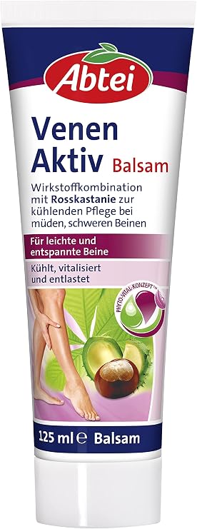 Vein Active Balm - Active Ingredient Combination with Horse Chestnut for Cooling Care for Tired, Heavy Legs - 125 mL