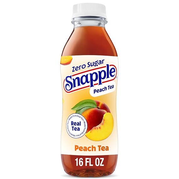 Snapple Zero Sugar Peach Tea, 16 fl oz Recycled Plastic Bottle
