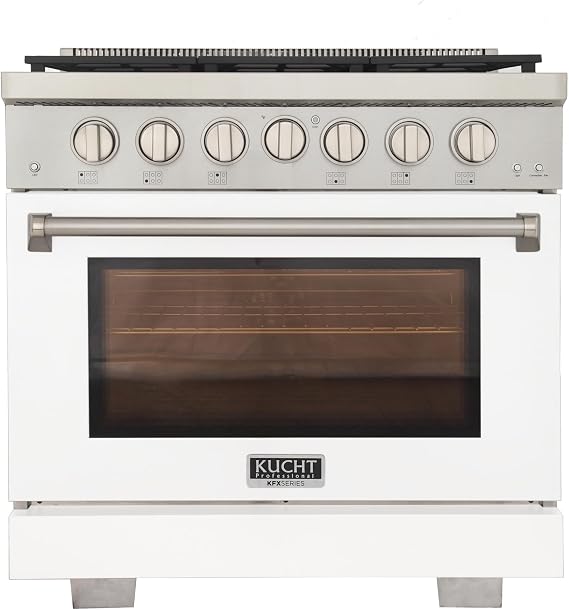 KUCHT Professional 36 in. 5.2 cu. ft. Natural Gas Range and Convection Oven in White with True Simmer Burners