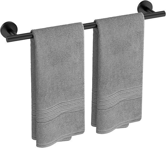USHOWER Matte Black Towel Bar, 24-Inch Towel Racks for Bathroom