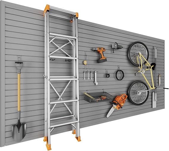 4 x 8 FT Slatwall Panel Garage Wall Organizer, Heavy Duty Slat Wall Paneling Sheets, Interlocking PVC Panels, Garage Slatwall for Tool Organization Mounted Storage Systems