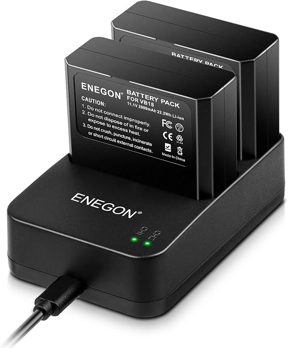 ENEGON VB18, Li-ion Battery VB18 (2-Pack) & Dual USB Charger for Godox V850 V850II V860 V860C V860N V860II V860II-N V860II-C V860II-S V860II-F V860II-O and Neewer TT850 TT860 Speedlite Flash