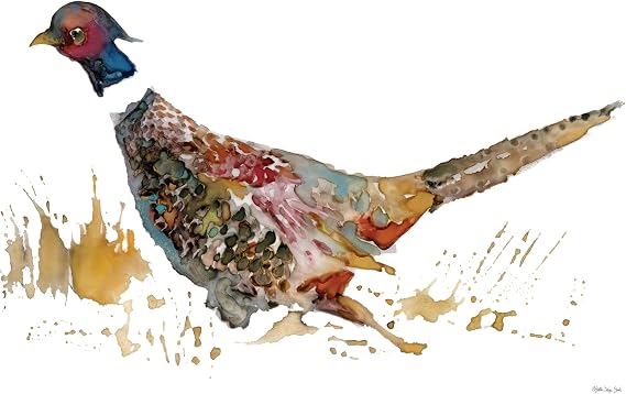 Birds Abstract Wall Art, Pheasant 2 Custom Framed Home Decor, 18x12, 50 Custom Frame Options