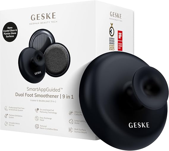 GESKE Dual Foot Smoothener | 9 in 1 | Two-Sided Foot File | Pumice Stone & Nano-Crystalline Glass | for Soft, Smooth Feet | Advanced Callus Removal & Exfoliation | Ideal for Your Pedicure Set