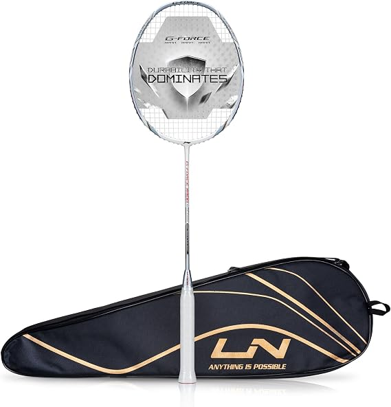 Li-Ning G-Force 8900 Extra Strong Strung Badminton Racket (White/Silver)